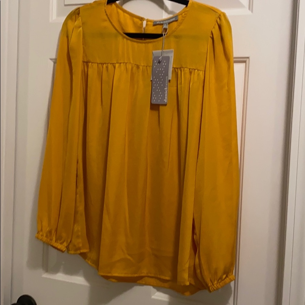 NWT Long sleeve, textured , mustard color blouse